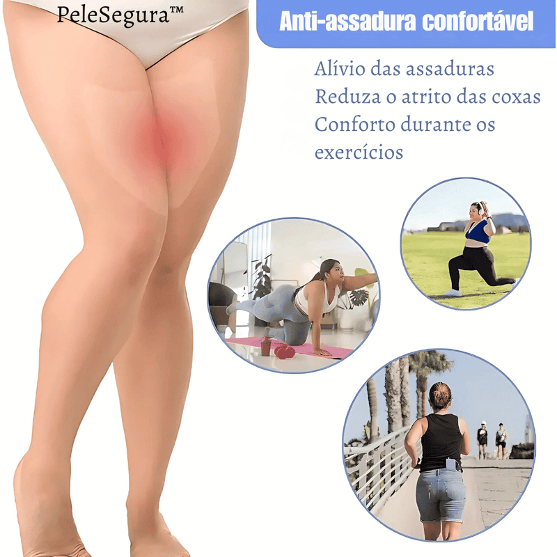 PeleSegura™ - Pads invisíveis que protegem suas coxas contra assaduras e suor. Adesão confortável, anti-fricção e discreta. Conforto e segurança para todos os dias.