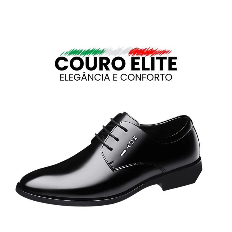 Sapatos de Couro Elite Fortress Black - Elegância e Conforto em Cada Passo