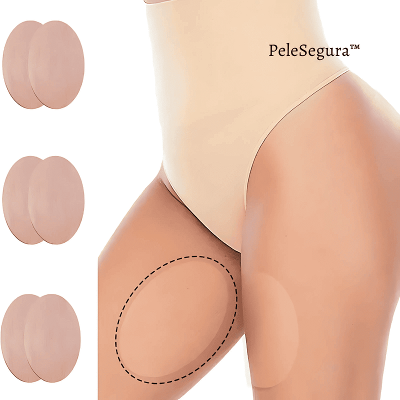 PeleSegura™ - Pads invisíveis que protegem suas coxas contra assaduras e suor. Adesão confortável, anti-fricção e discreta. Conforto e segurança para todos os dias.